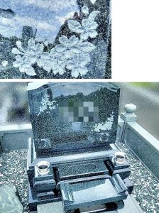 【日光・杉並木墓苑】内の一般墓域「Aタイプ墓地」に建立された、インド産御影石【M1H】(老緑)を使用した、洋型（洋風）の墓石工事事例